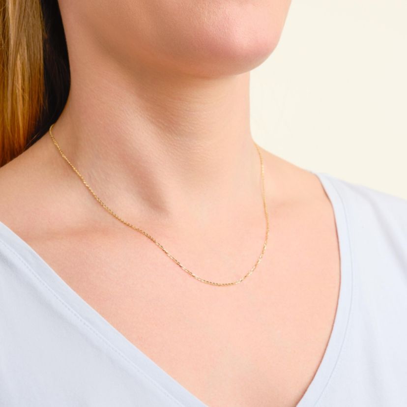 14k Yellow Gold Elegant Diamond Cut Rolo Chain Necklace, 18"