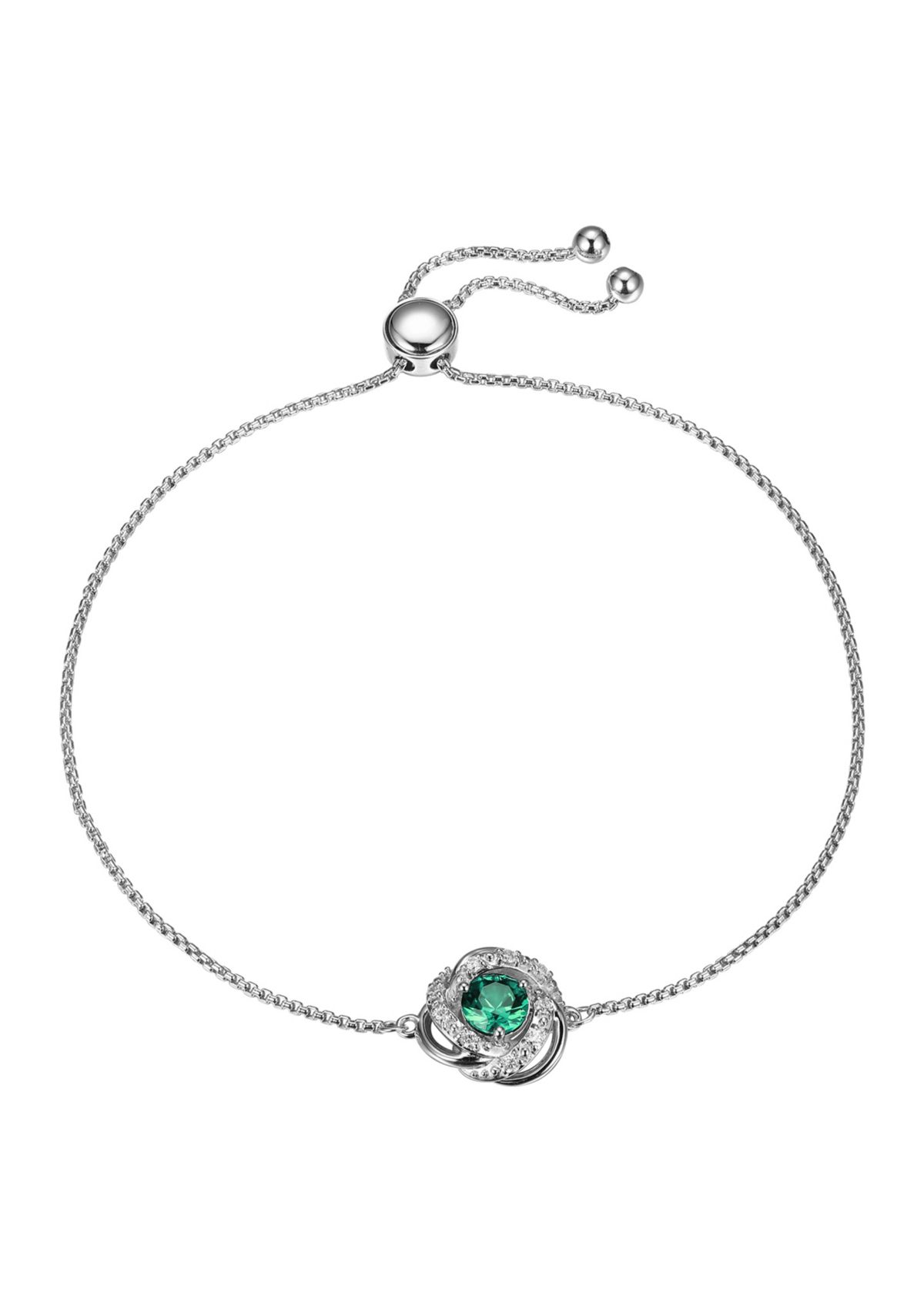Lab Created Love Knot Bolo Adjustable Bracelet in Sterling Silver