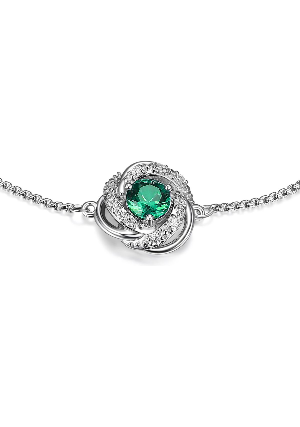 Lab Created Love Knot Bolo Adjustable Bracelet in Sterling Silver