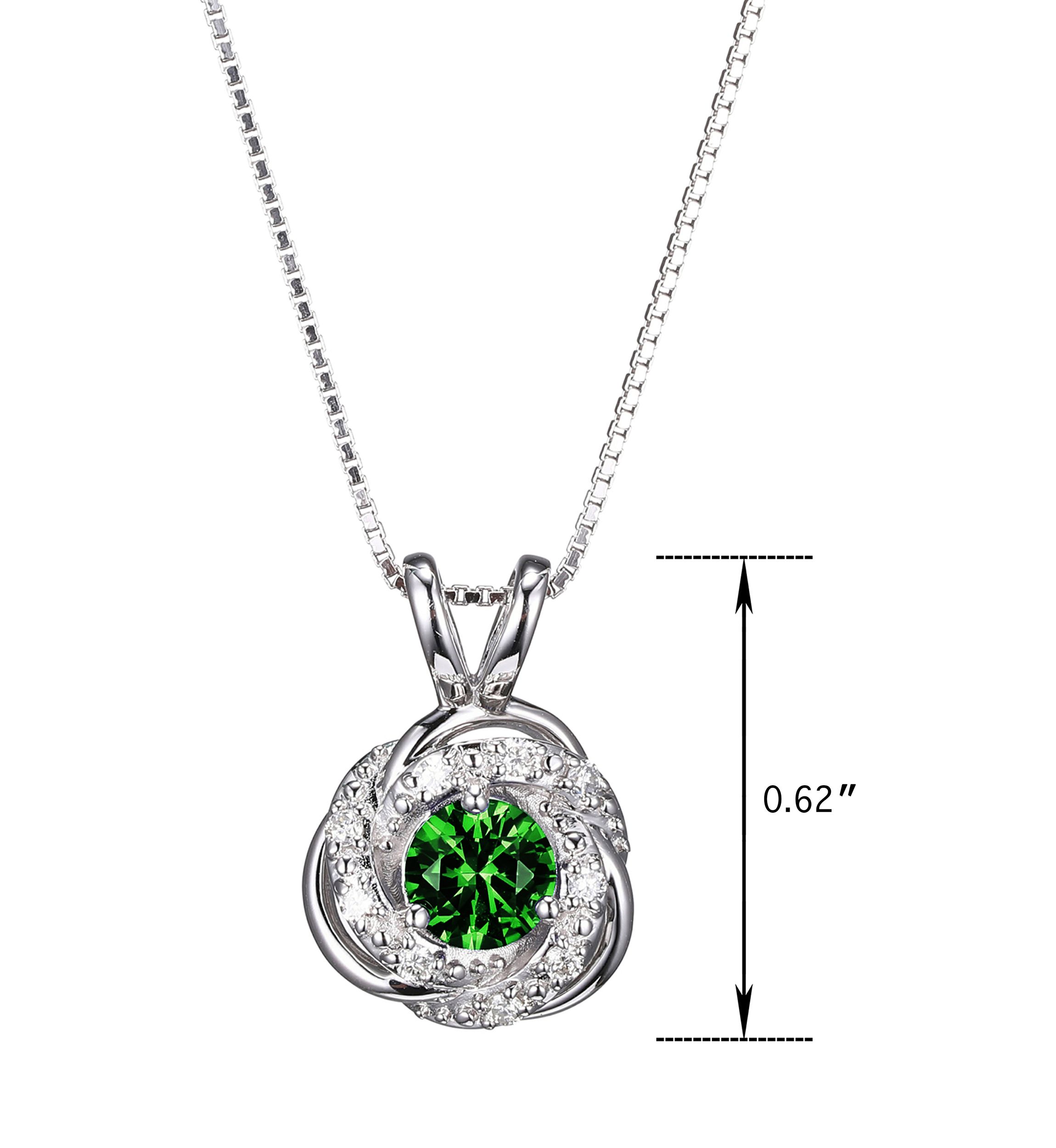 Lab Created Diamond and Created Gemstone Love Knot Pendant Necklace in Rhodium Plated Sterling Silver