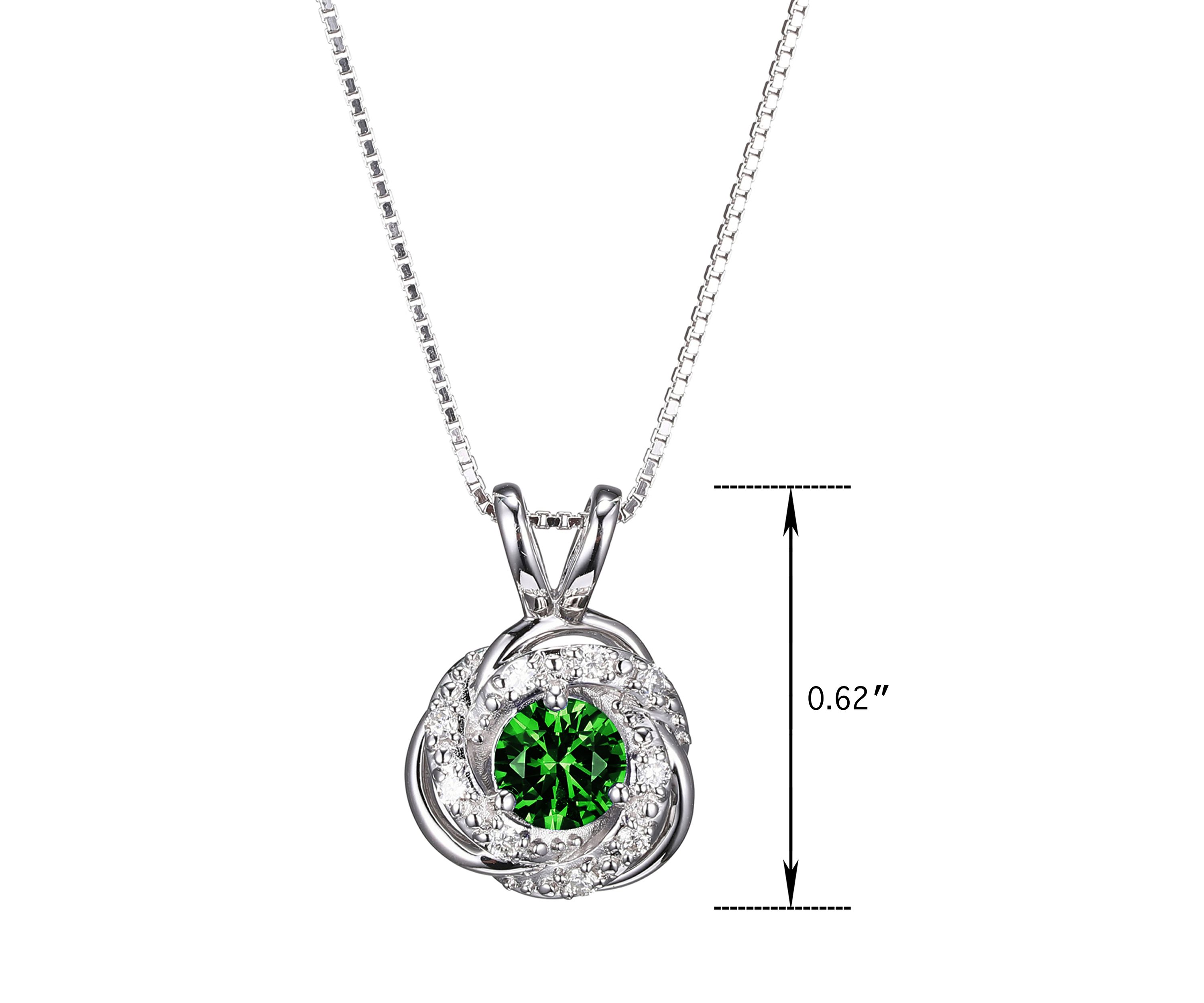 Lab Created Diamond and Created Gemstone Love Knot Pendant Necklace in Rhodium Plated Sterling Silver