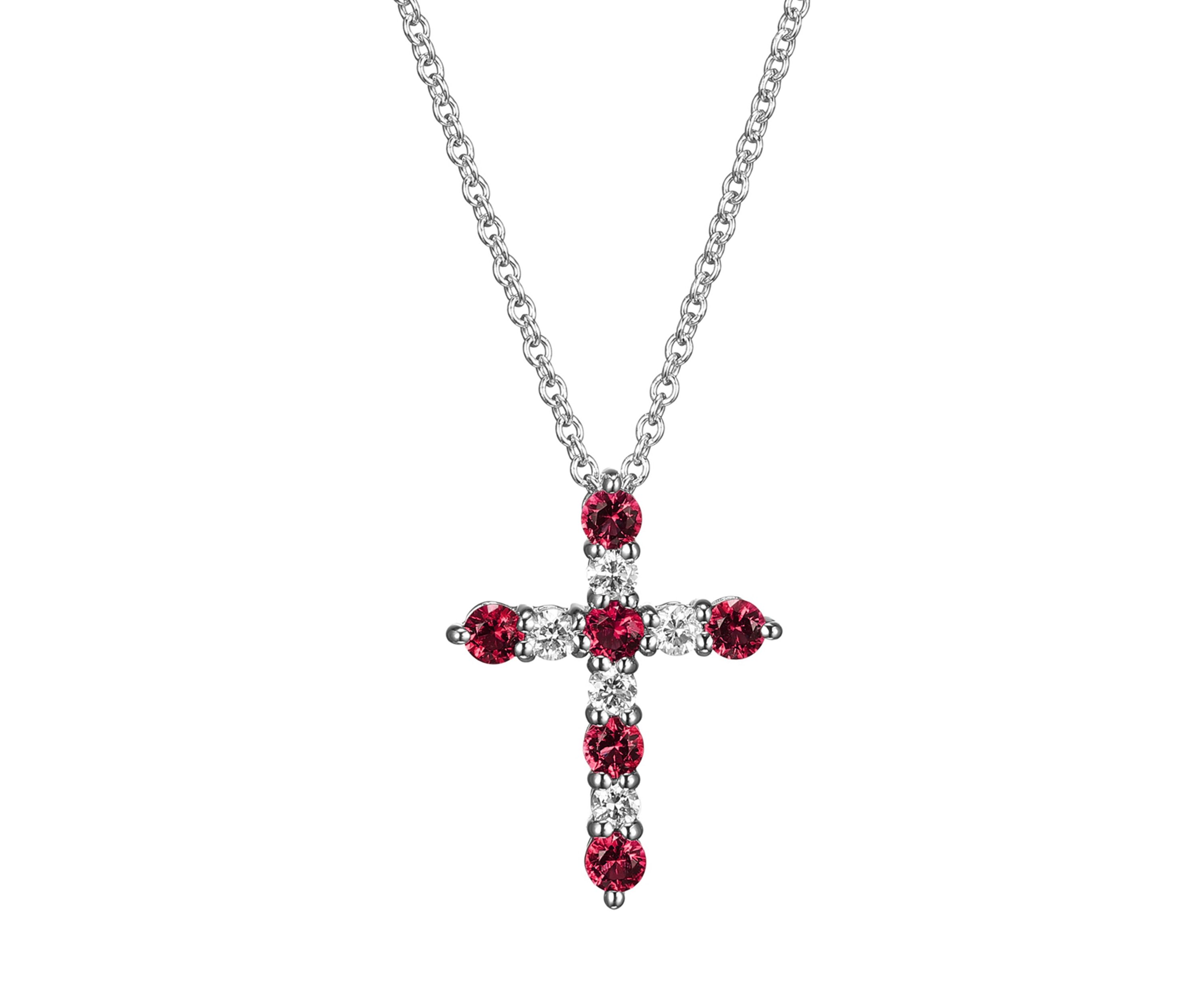 Lab Created Classic Cross Pendant 18" Necklace in Sterling Silver