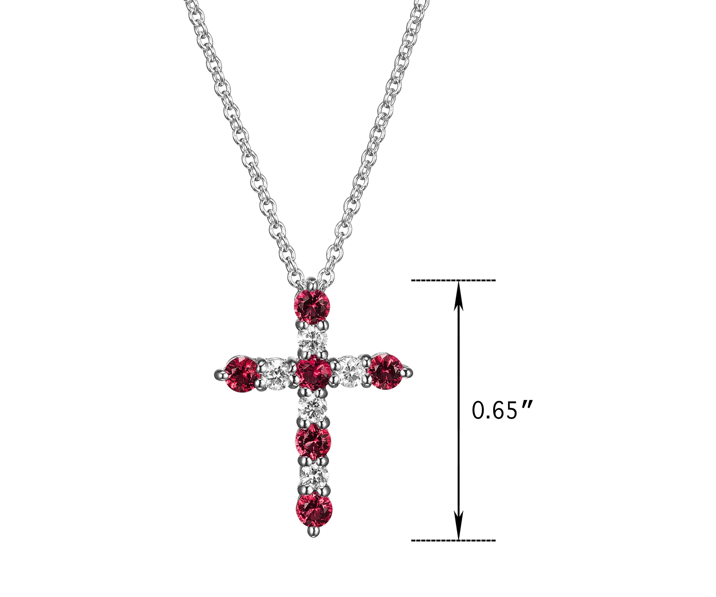 Lab Created Classic Cross Pendant 18" Necklace in Sterling Silver