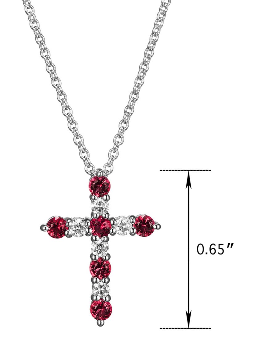Lab Created Classic Cross Pendant 18" Necklace in Sterling Silver