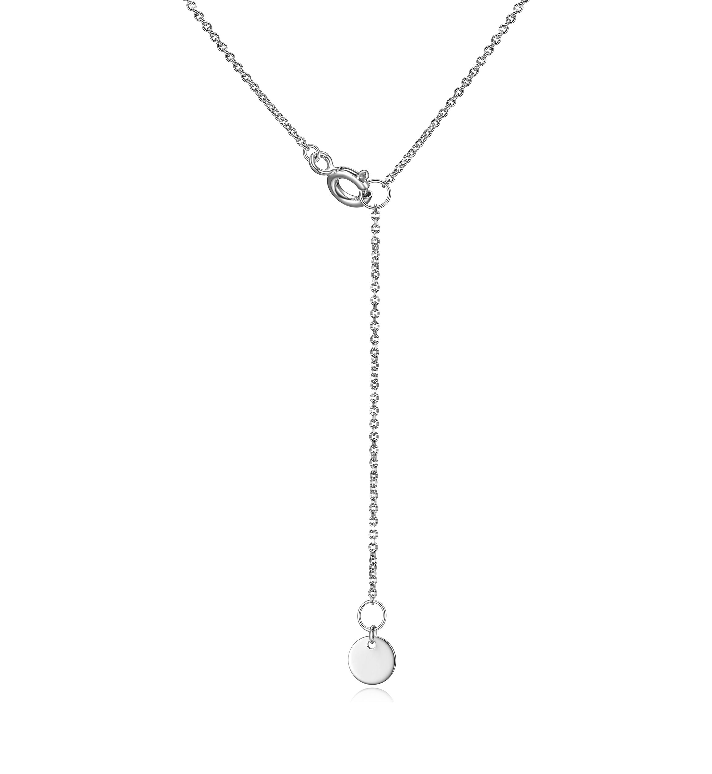 Lab Created Diamond and Gemstone Curved Cluster Bar Necklace in Rhodium Plated Sterling Silver