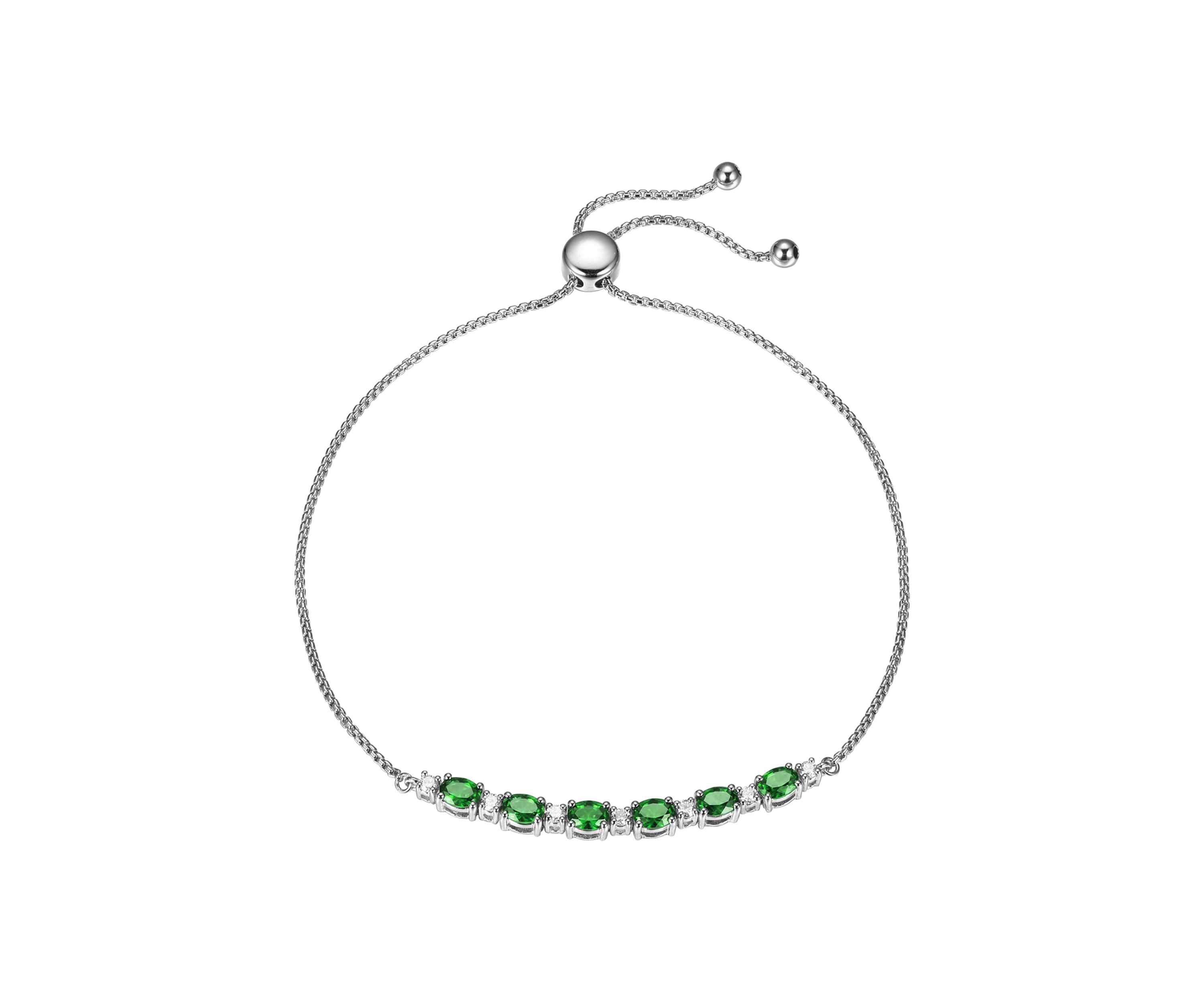 Lab Created Bar Bolo Adjustable Bracelet in Sterling Silver