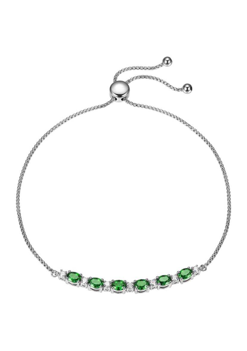 Lab Created Bar Bolo Adjustable Bracelet in Sterling Silver