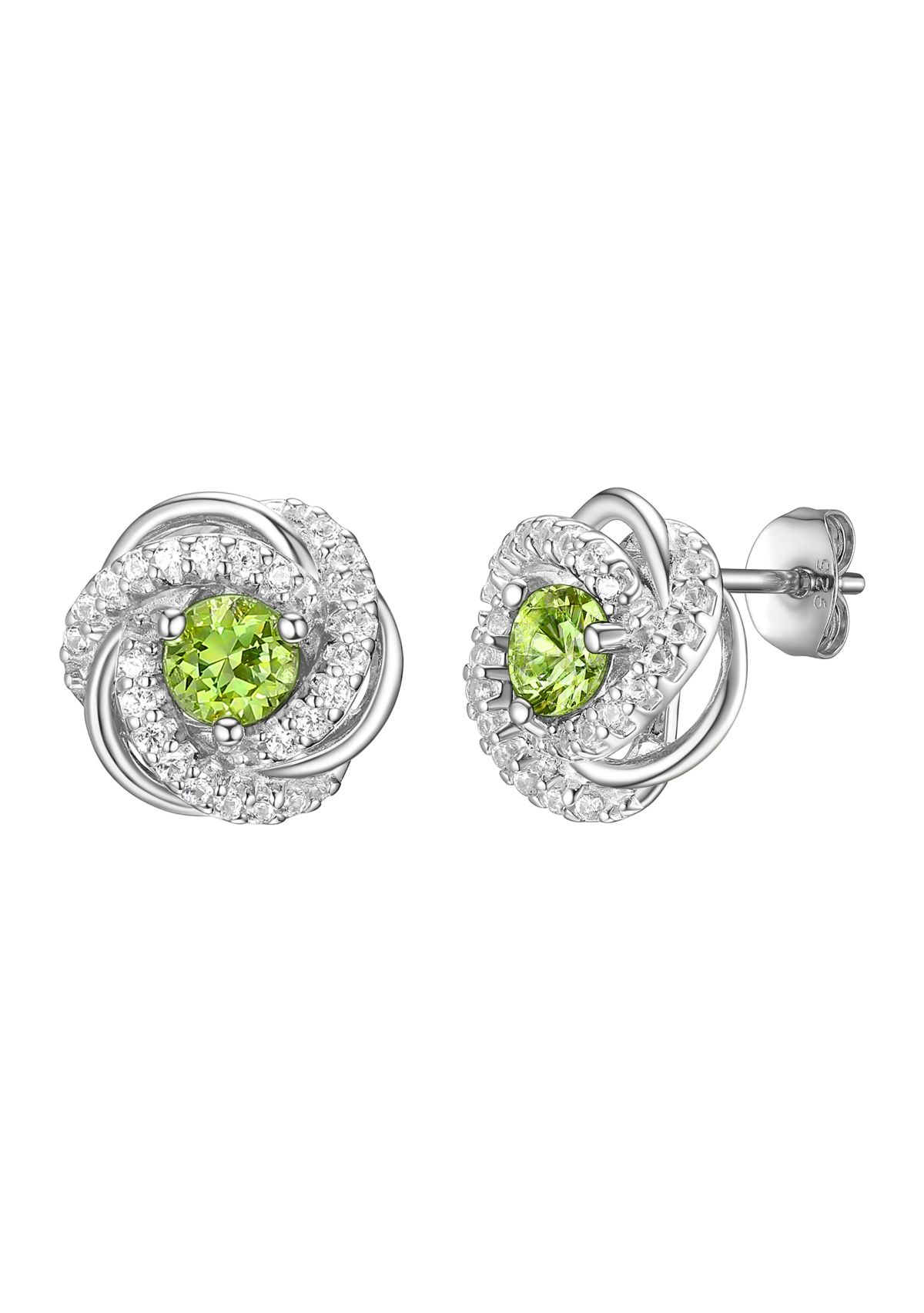 Lab Created Love Knot Stud Earrings in Rhodium Sterling Silver