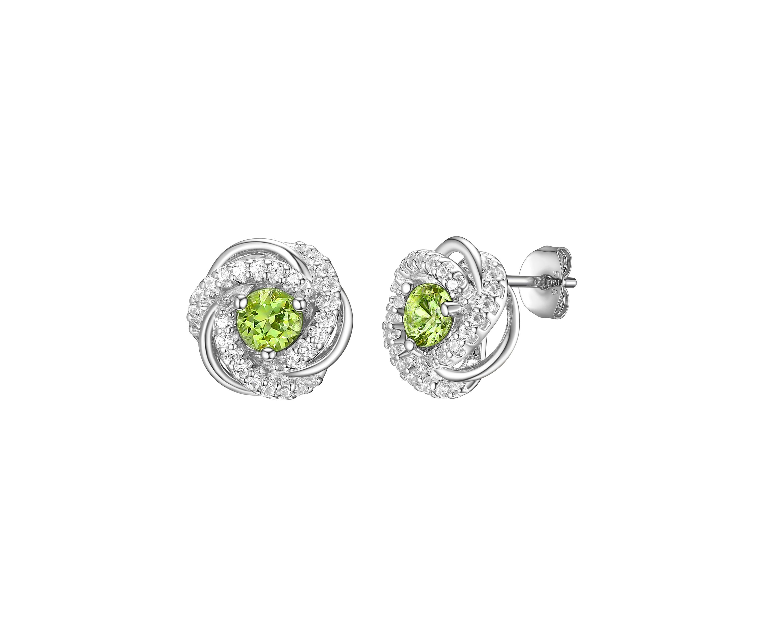 Lab Created Love Knot Stud Earrings in Rhodium Sterling Silver