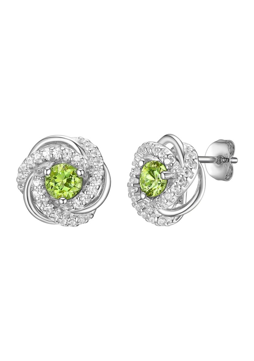 Lab Created Love Knot Stud Earrings in Rhodium Sterling Silver