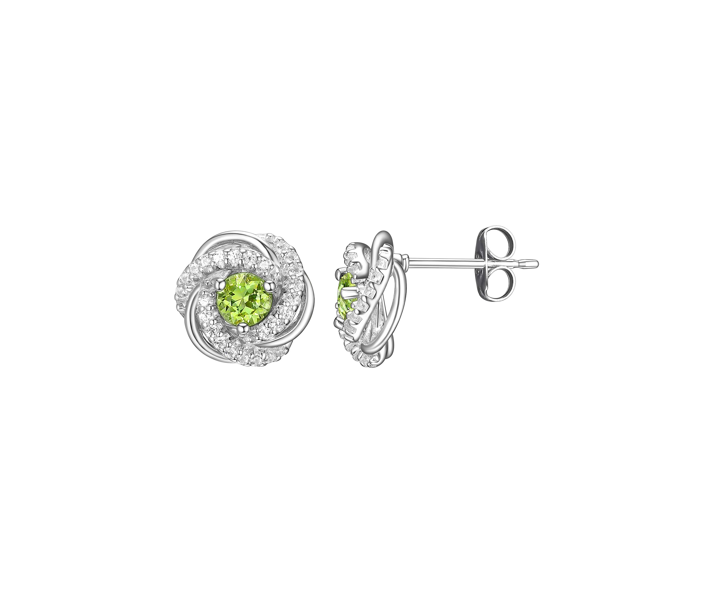 Lab Created Love Knot Stud Earrings in Rhodium Sterling Silver
