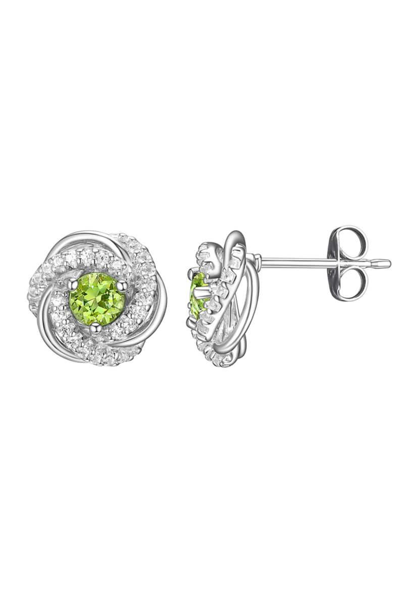 Lab Created Love Knot Stud Earrings in Rhodium Sterling Silver