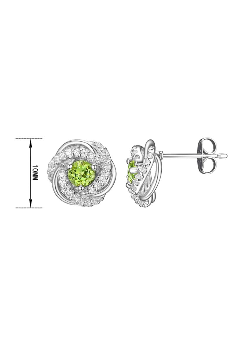 Lab Created Love Knot Stud Earrings in Rhodium Sterling Silver