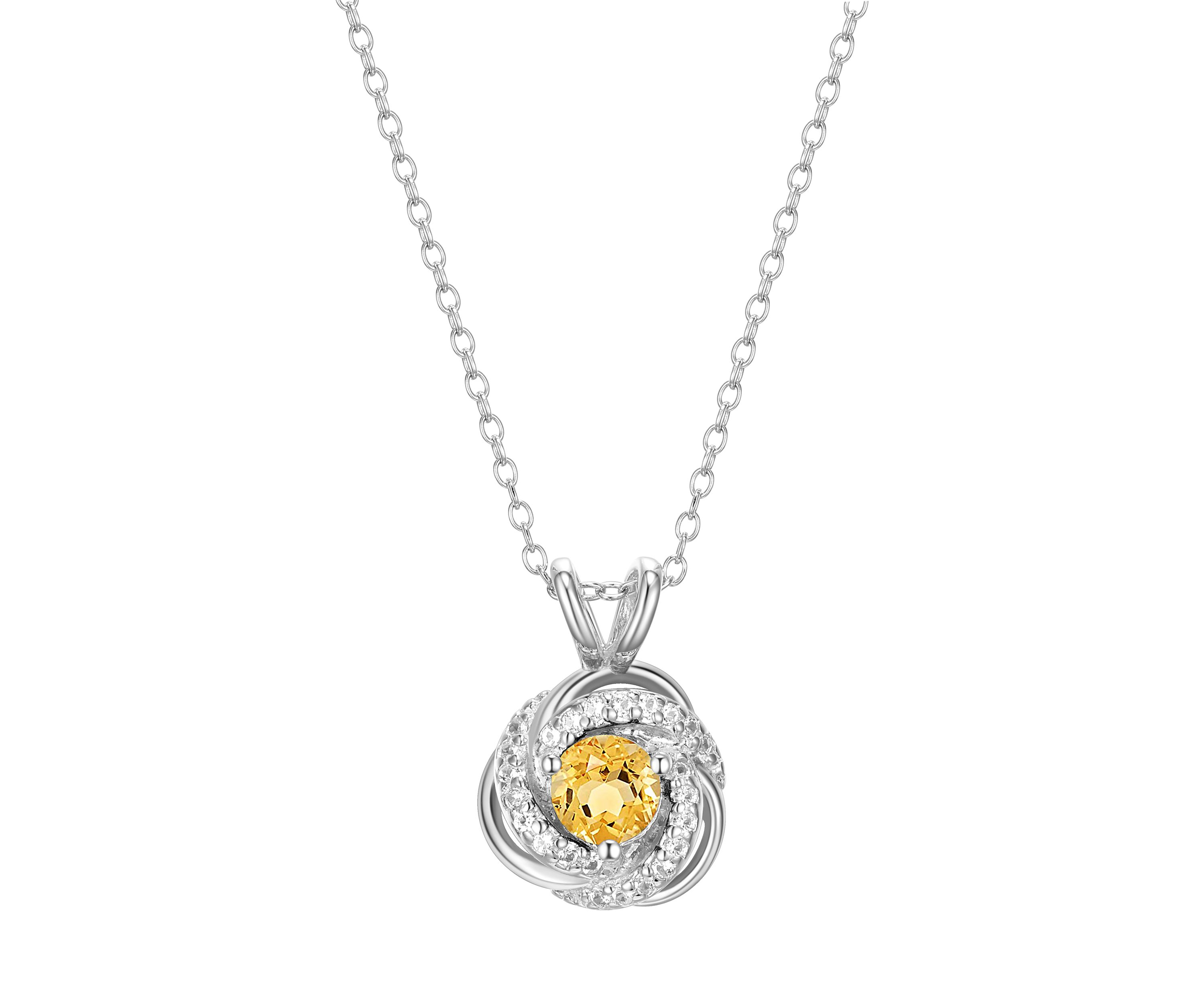 Lab Created Love Knot Pendant Necklace in Rhodium Sterling Silver