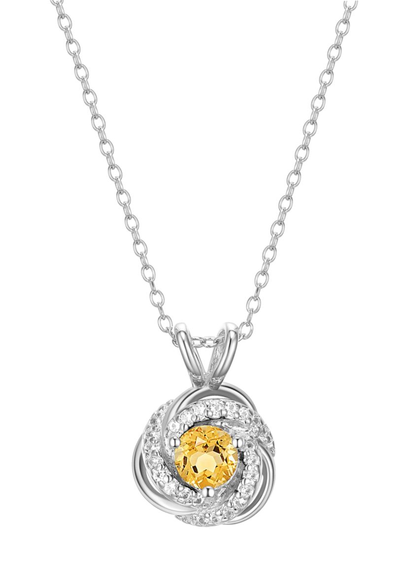 Lab Created Love Knot Pendant Necklace in Rhodium Sterling Silver
