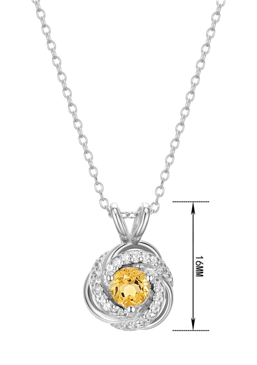 Lab Created Love Knot Pendant Necklace in Rhodium Sterling Silver