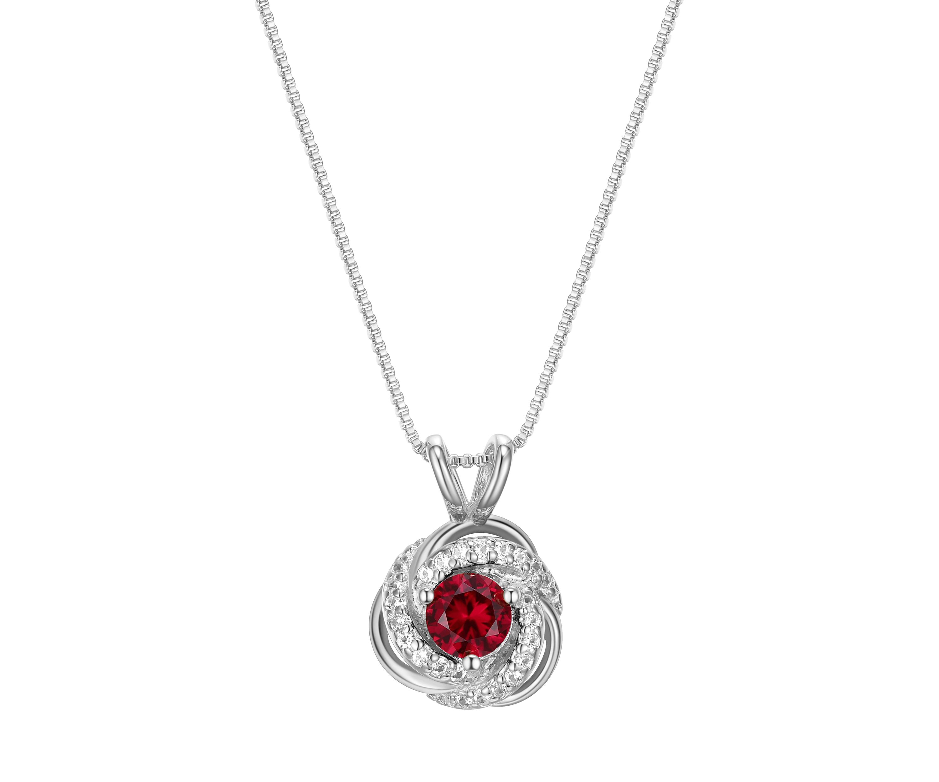 Lab Created Love Knot Pendant Necklace in Rhodium Sterling Silver