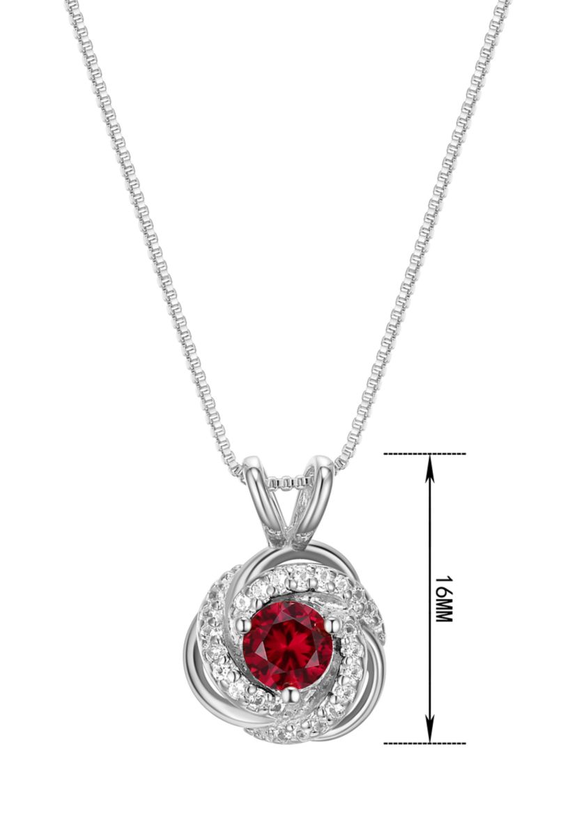 Lab Created Love Knot Pendant Necklace in Rhodium Sterling Silver