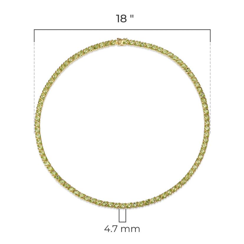 18 Karat Yellow Gold Plated Sterling Silver Genuine Gemstone Marquise Wave Tennis Necklace , 18 Inches
