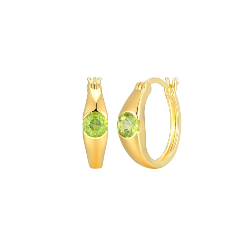 Genuine Garnet Hoop Earrings in 18K Gold-plated Sterling Silver