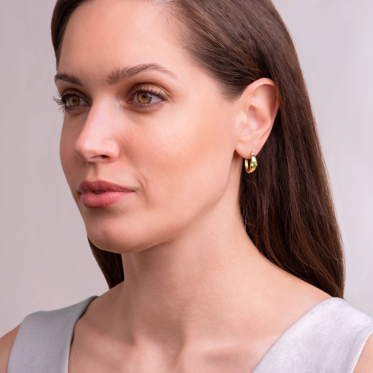 Genuine Blue Topaz Hoop Earrings in 18K Gold-plated Sterling Silver