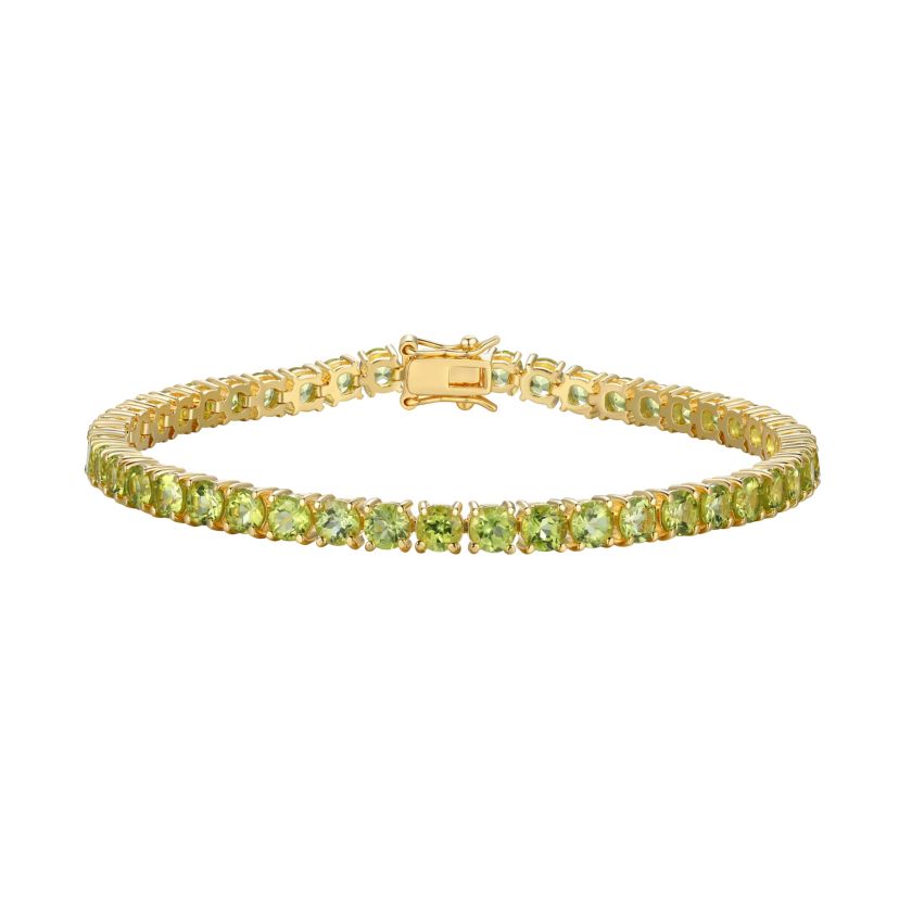 Genuine Peridot, Amethyst or Black Spinel Tennis Bracelets in 18K Gold Plated or Rhodium Plated Sterling Silver