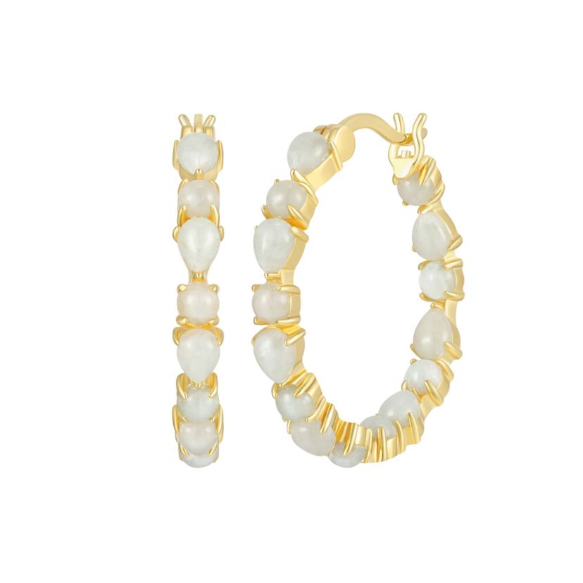Lab Created Created Opal Inside Outside 25MM Hoop Earrings in 18K Gold-plated Sterling Silver