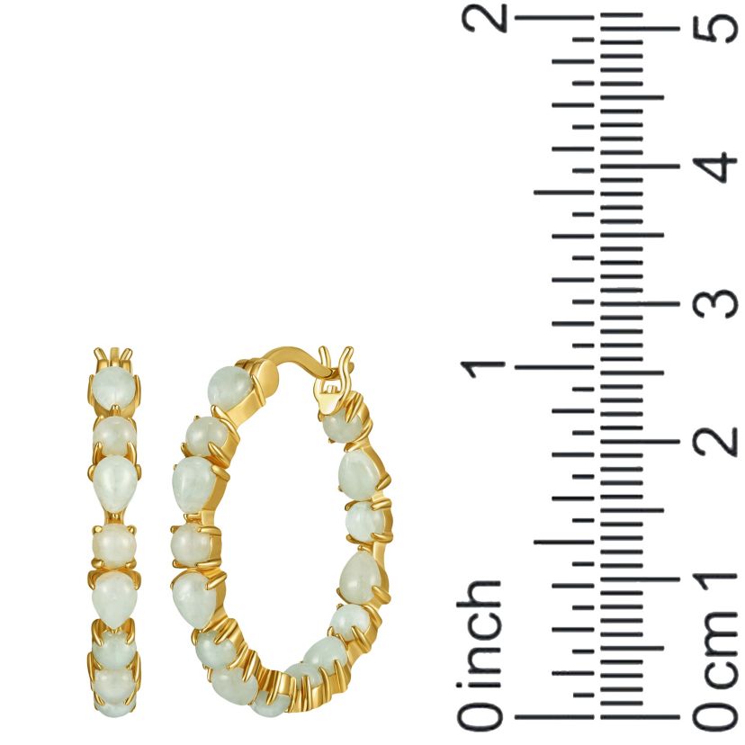 Lab Created Created Opal Inside Outside 25MM Hoop Earrings in 18K Gold-plated Sterling Silver