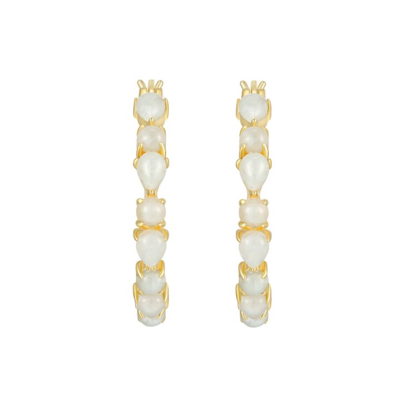 Lab Created Created Opal Inside Outside 25MM Hoop Earrings in 18K Gold-plated Sterling Silver
