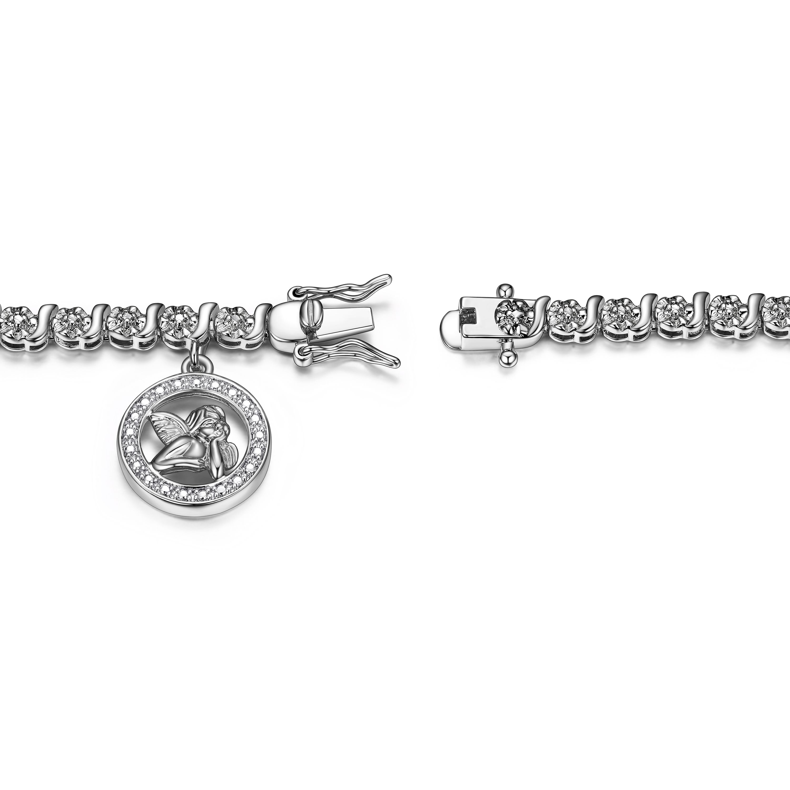 Diamond Accent Angel Bracelet in Silver, 18K Yellow Gold or 18K Rose Gold Over Bronze