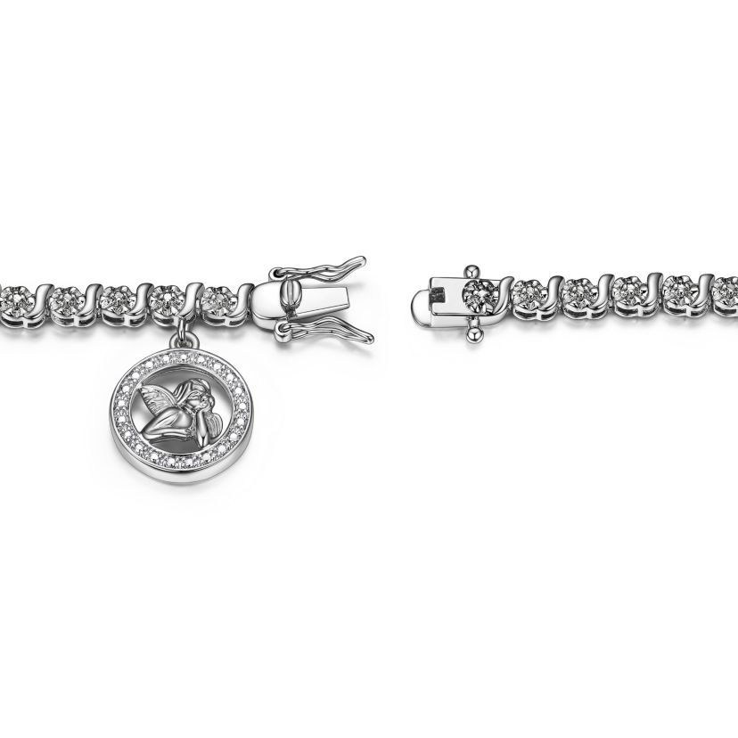 Diamond Accent Angel Bracelet in Silver, 18K Yellow Gold or 18K Rose Gold Over Bronze
