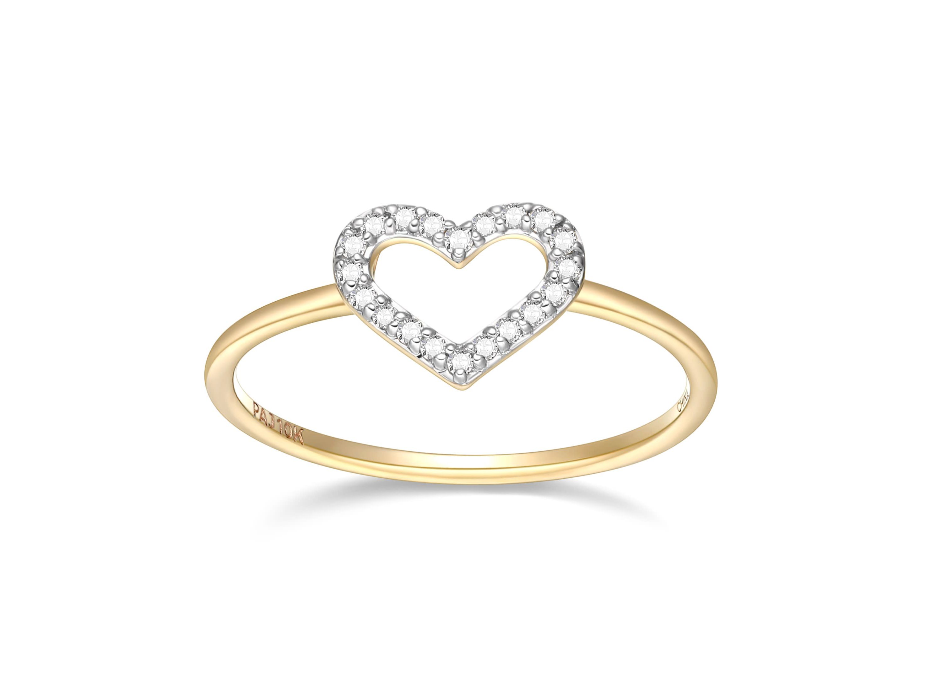 1/10 cttw Diamond Open Heart Ring in 14k Yellow Gold