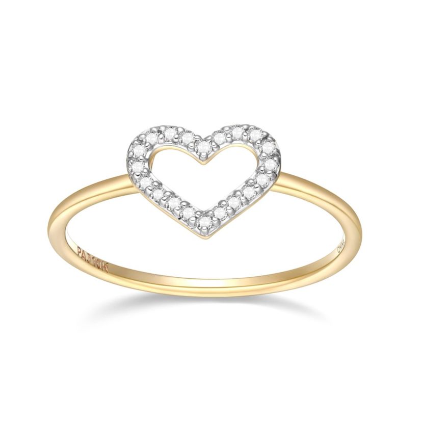 1/10 cttw Diamond Open Heart Ring in 14k Yellow Gold