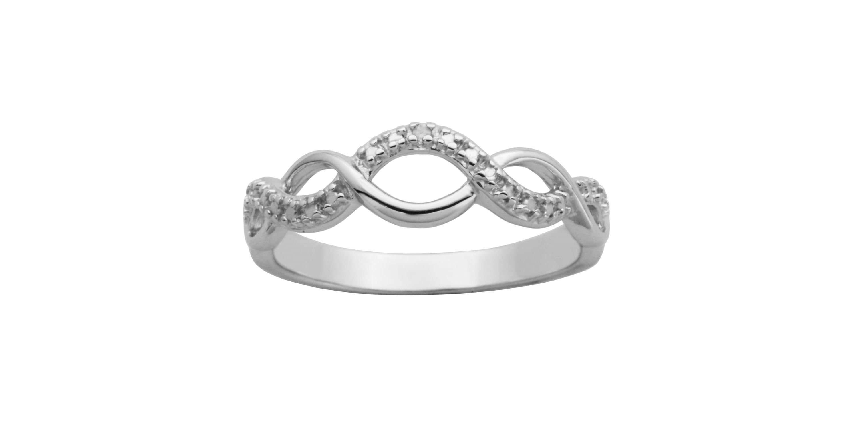 Diamond Accent Twist Band Ring in Rhodium Plated Sterling Silver
