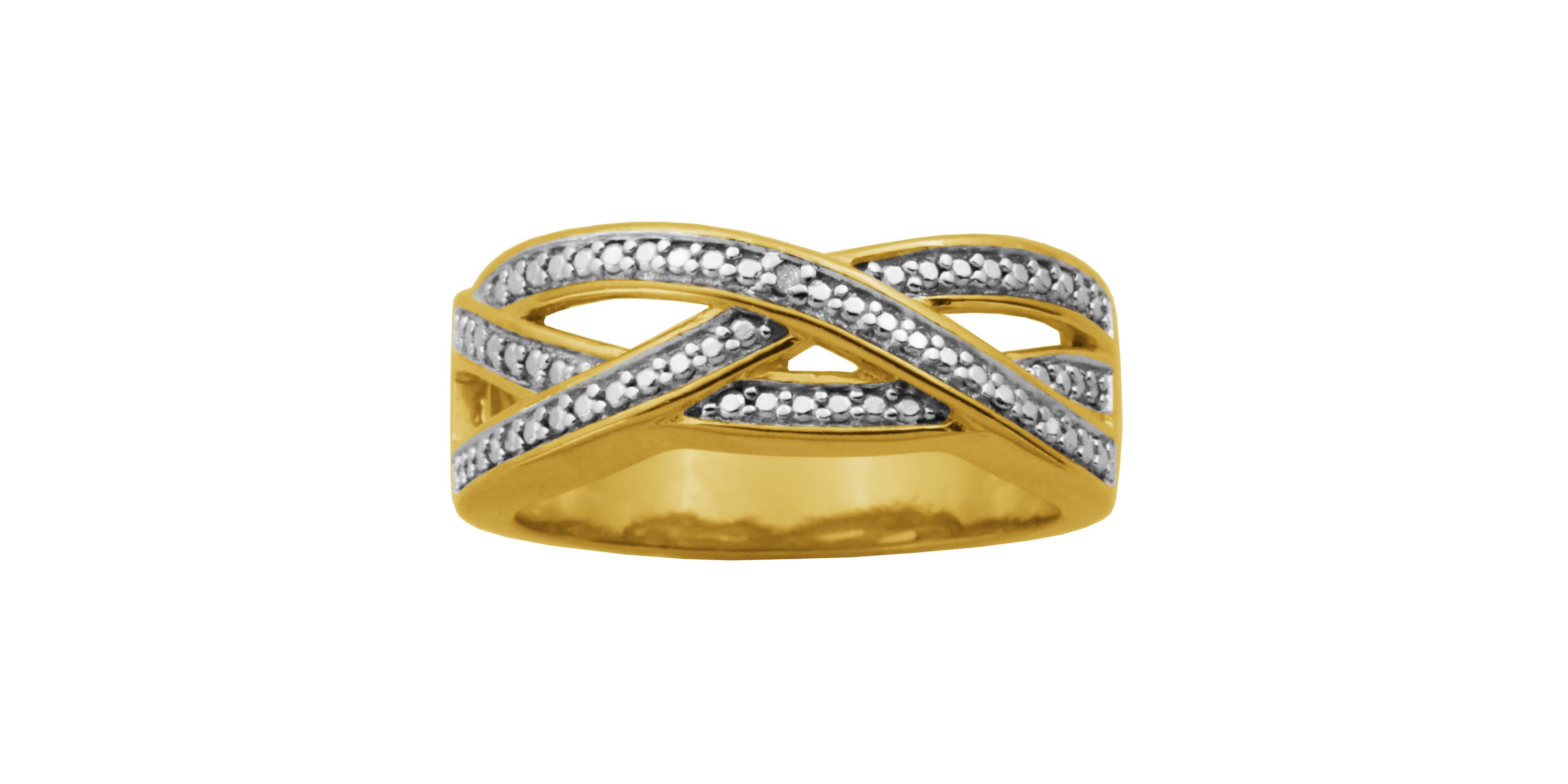 Diamond Accent Triple Twist Ring in 18k Yellow Gold Plated Sterling Silver