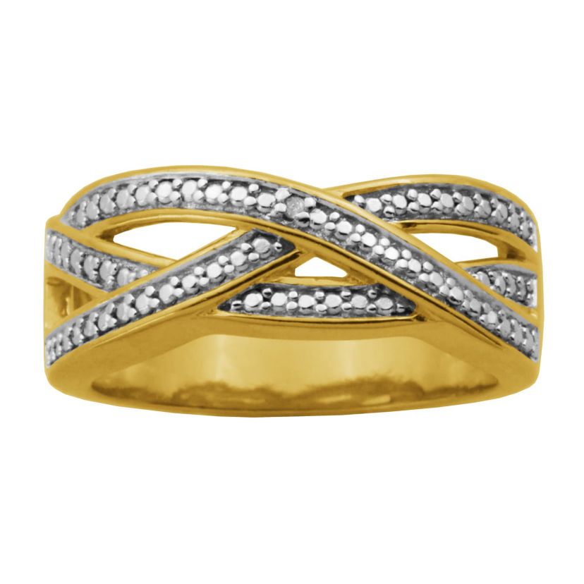 Diamond Accent Triple Twist Ring in 18k Yellow Gold Plated Sterling Silver