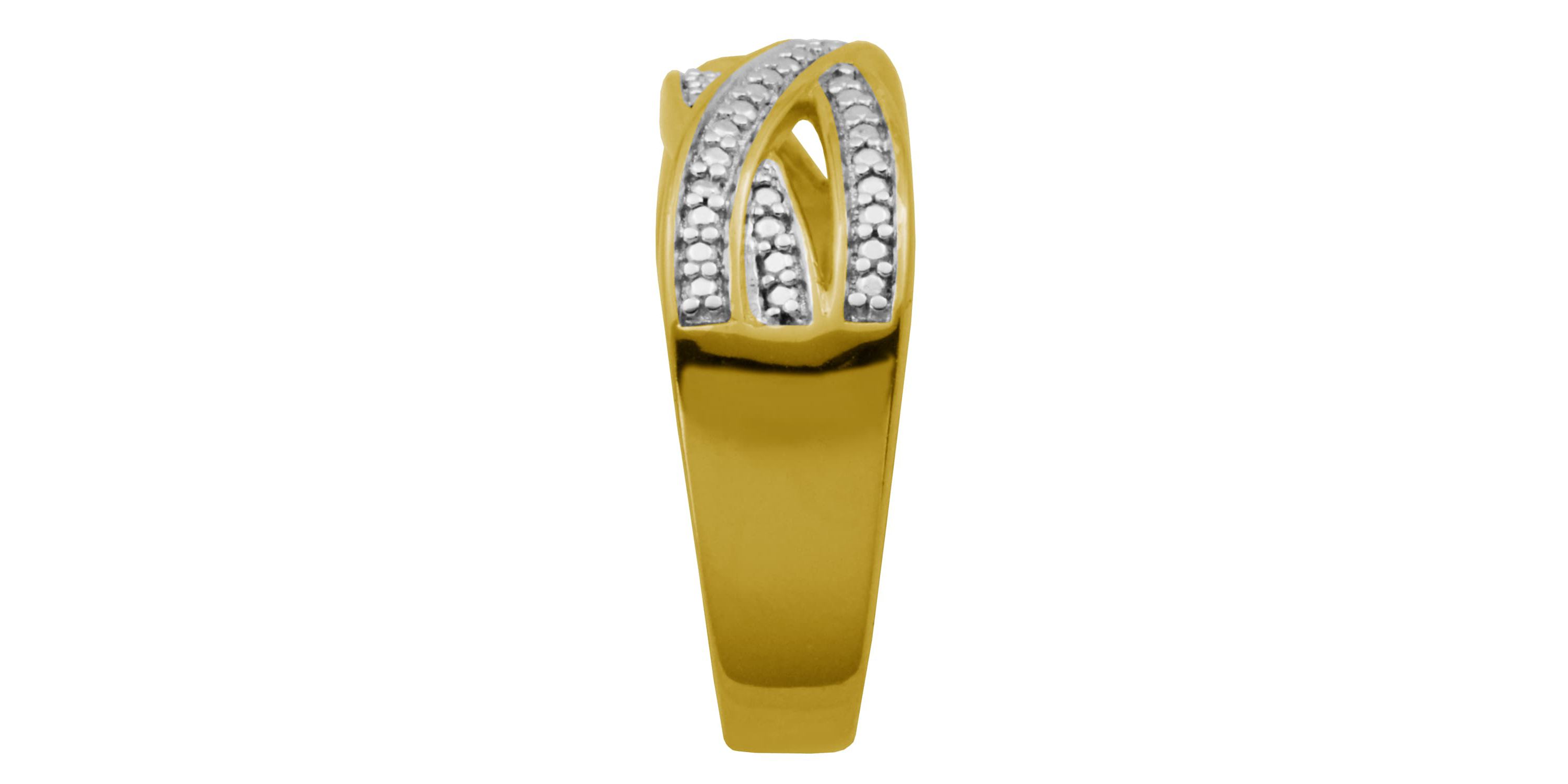 Diamond Accent Triple Twist Ring in 18k Yellow Gold Plated Sterling Silver