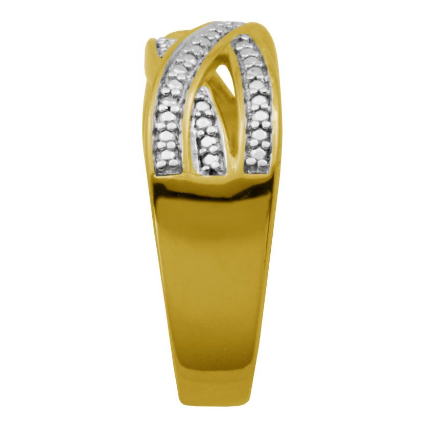 Diamond Accent Triple Twist Ring in 18k Yellow Gold Plated Sterling Silver