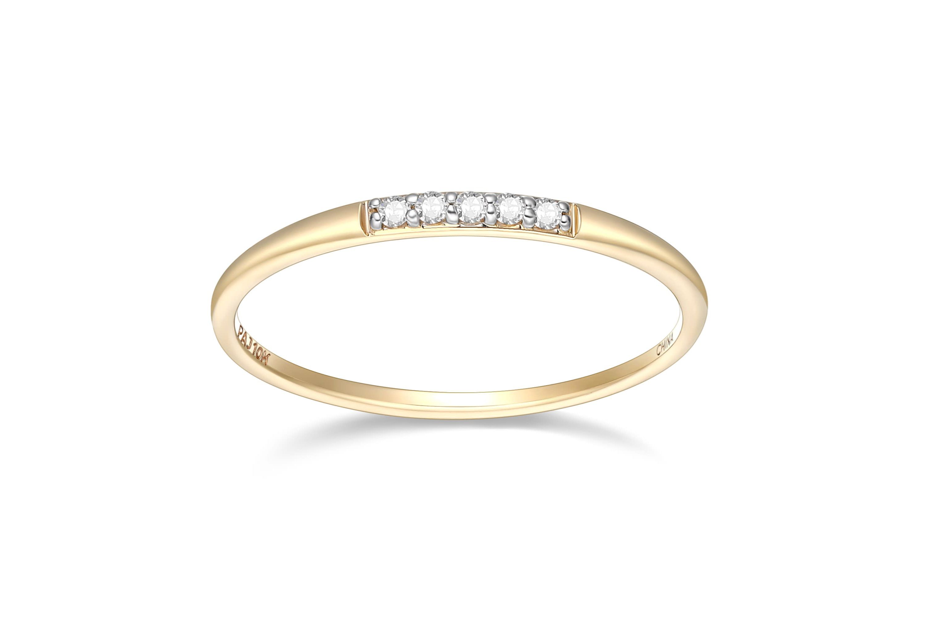 1/20 cttw Diamond Petit Stacking Band Ring in 14k Yellow Gold