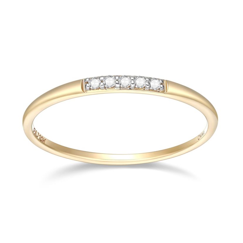 1/20 cttw Diamond Petit Stacking Band Ring in 14k Yellow Gold