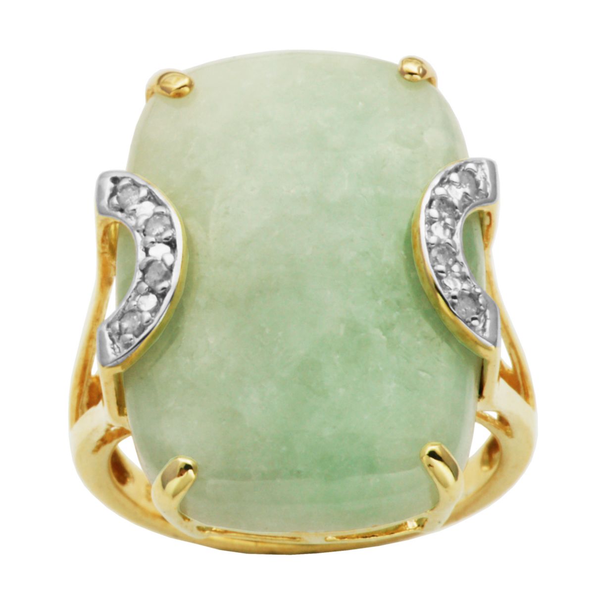 Dynasty Jade 18k Yellow Gold Over Sterling Silver Genuine Jade Diamond ...