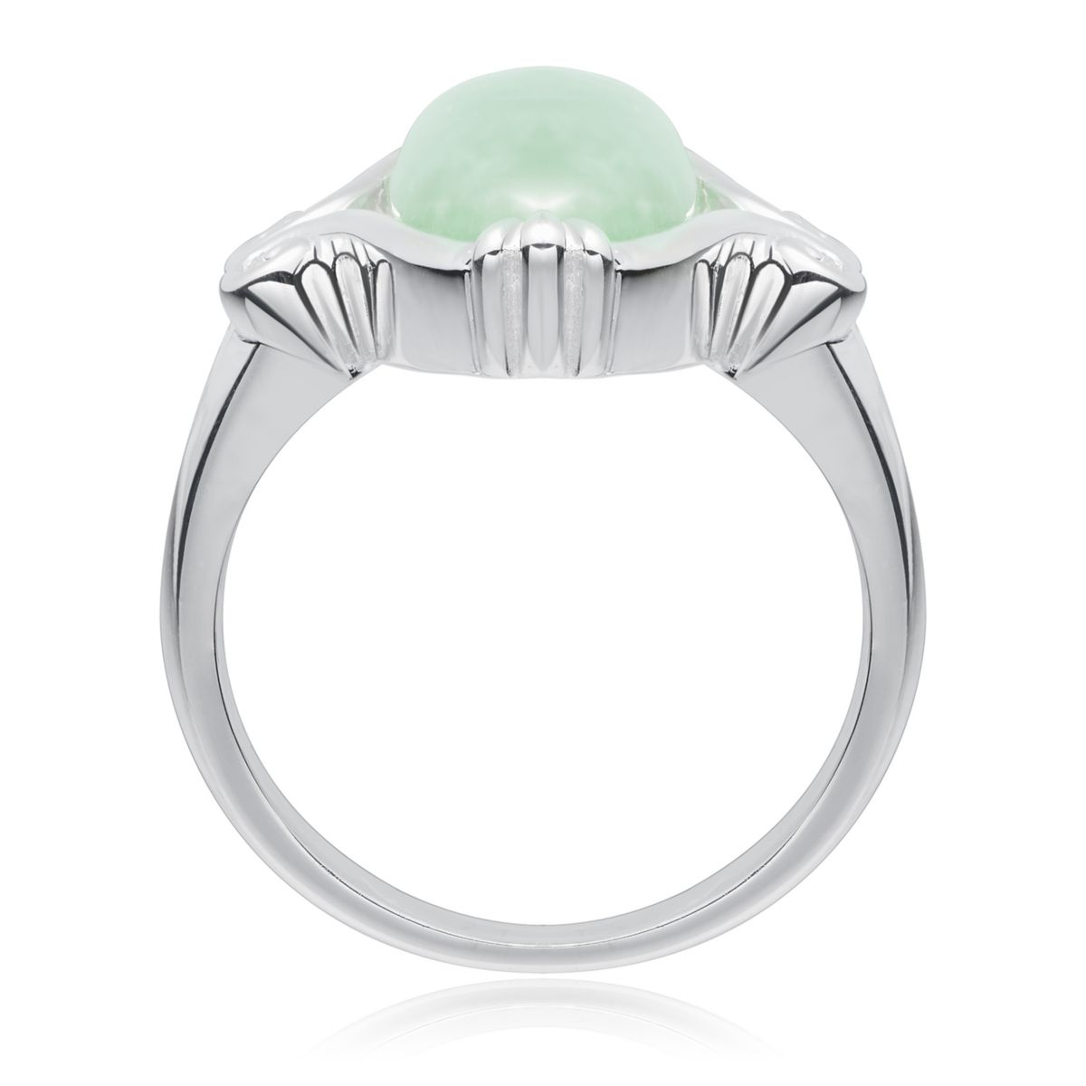 Sterling Silver Genuine Jade Marquise Ring