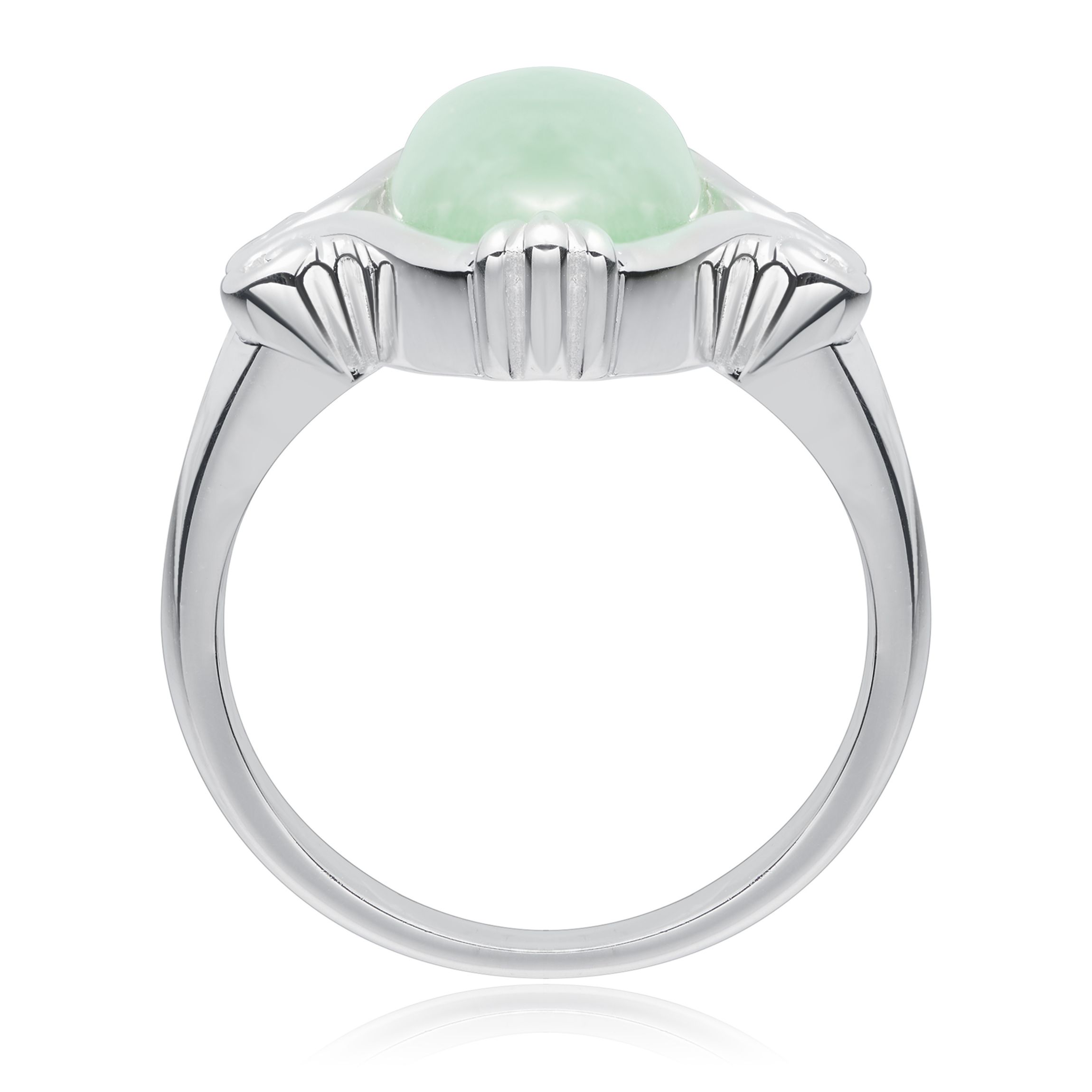 Sterling Silver Genuine Jade Marquise Ring
