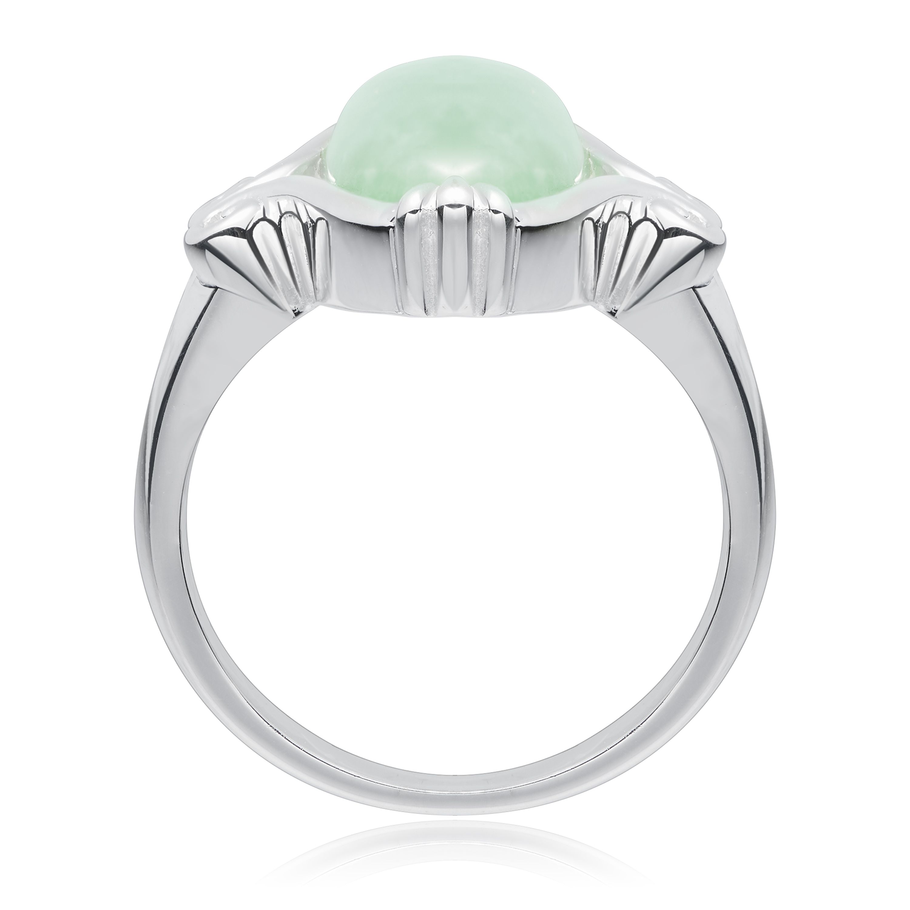 Sterling Silver Genuine Jade Marquise Ring