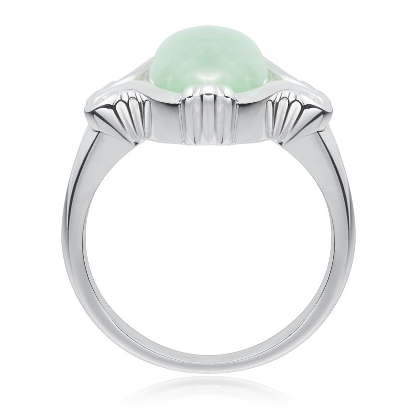 Sterling Silver Genuine Jade Marquise Ring