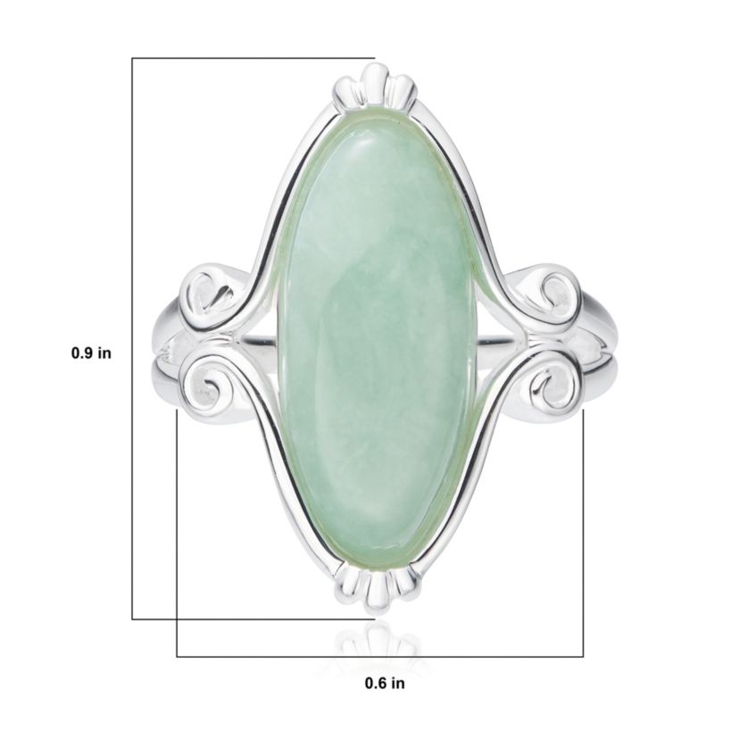 Sterling Silver Genuine Jade Marquise Ring