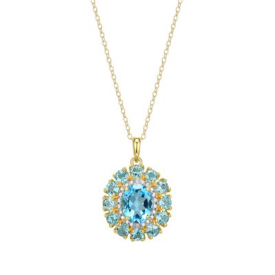 Aurealis Genuine Amethyst and Diamond Accent Pendant in 18K Gold-plated Sterling Silver