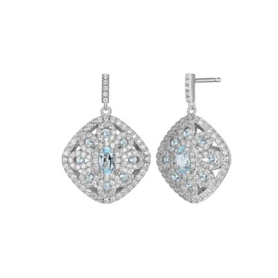 Aurealis Genuine Swiss Blue Topaz or Amethyst Rhodium Plated Sterling Silver Earrings, 18 in