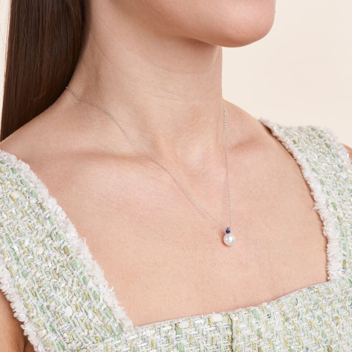 Rhodium Over Sterling Silver Pearl with Created Sapphire, Emerald or Ruby Accent Pendant Necklace and Earring Set