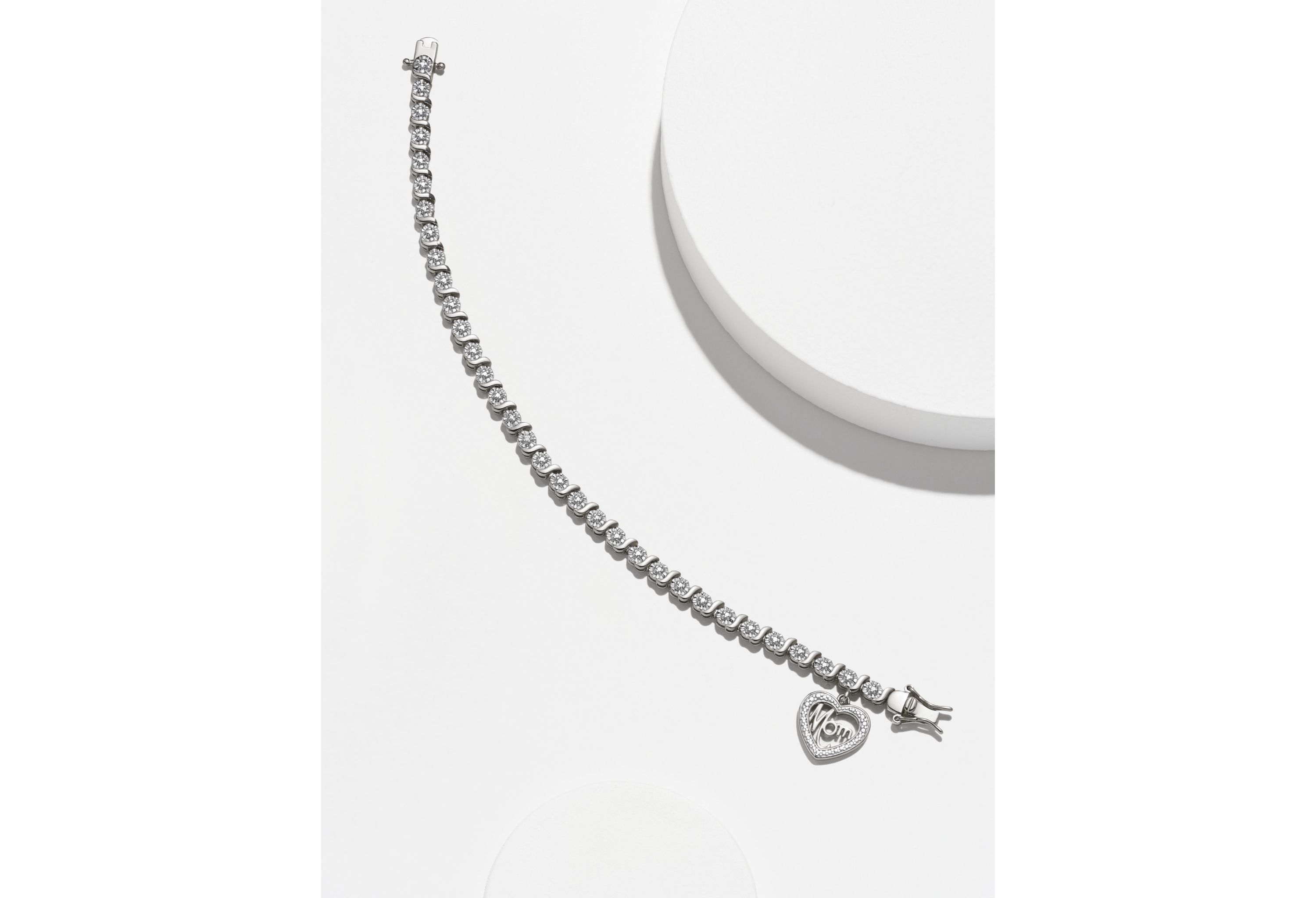 Diamond Accent Mom Bracelet in Silver, 18K Yellow Gold or 18K Rose Gold Over Bronze